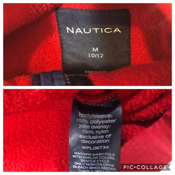 Boys Nautica Red Fleece Zip‎ Up Jacket Size 10/12 - Picture 8 of 8